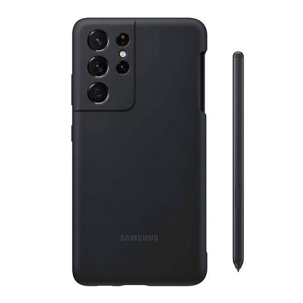 سامسونگ تل-کاور سیلیکونی با قلم هوشمند S Pen مناسب برای گوشی موبایل Samsung Galaxy S21 Ultra